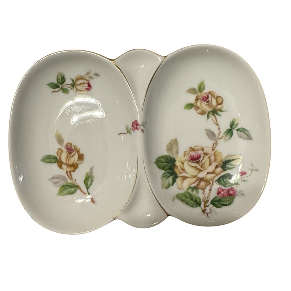 Vintage Lynmore Fine China two-part divided relish tray - no chips